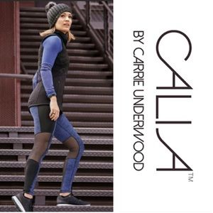CALIA Black & Blue Mesh Textured Leggings | M